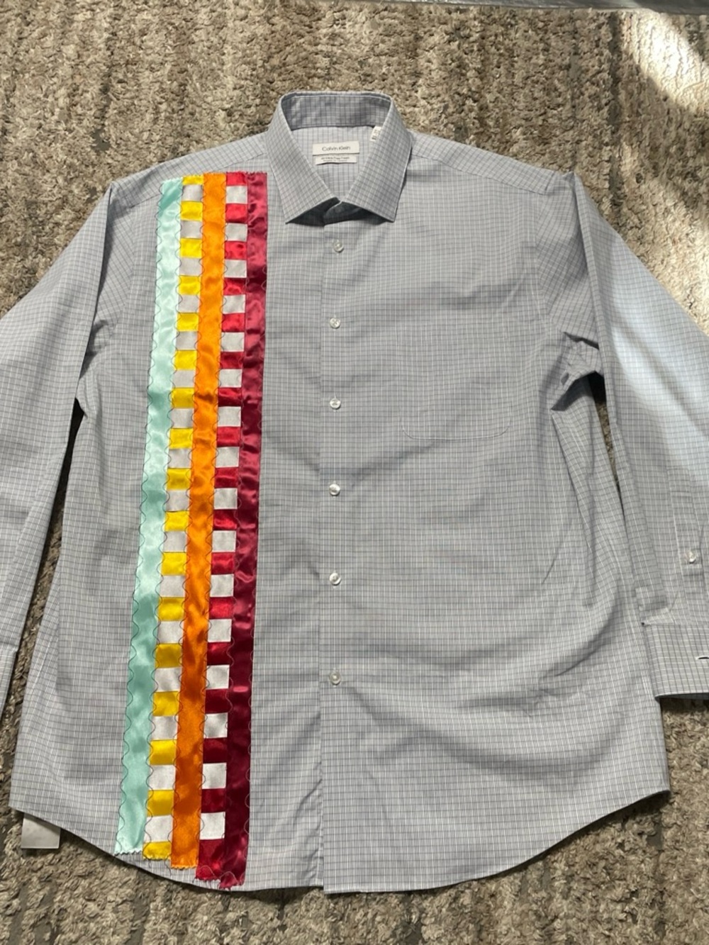 custom native american ribbon calvin klein button down #ribbons